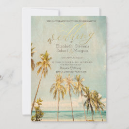 Retro Beach Palms Hochzeit Einladung
