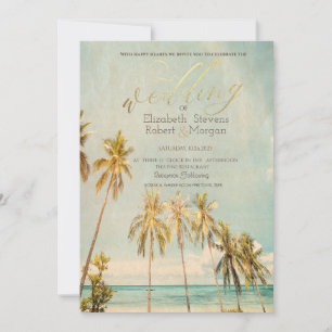 Retro Beach Palms Hochzeit Einladung