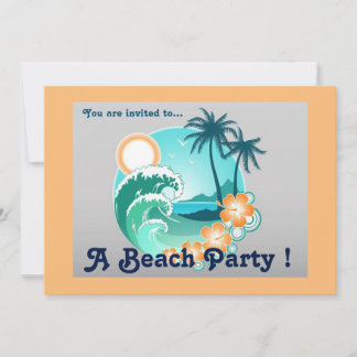 Retro Beach Party Sonnenuntergang Palmen Einladung