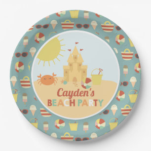 Retro Beach Party Summer Sand Burg Papio Pappteller