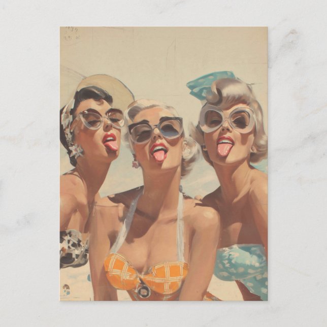 Retro Beach Pin-Up Vibes Postkarte (Vorderseite)