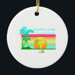 Retro Beach Punta Cana Margarita Keramik Ornament<br><div class="desc">Ein klassisches Retro-Stranddesign mit Sonnenuntergang im Ozean,  Margarita und Palmen für Punta Cana in der Dominikanischen Republik. Ein phantastisches Geschenk für jeden karibischen Urlaub.</div>