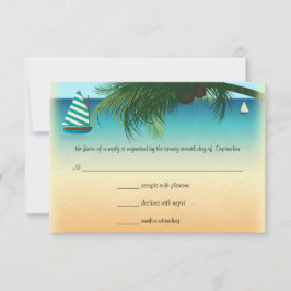 Retro Beach Scene Wedding RSVP Response Card Karte