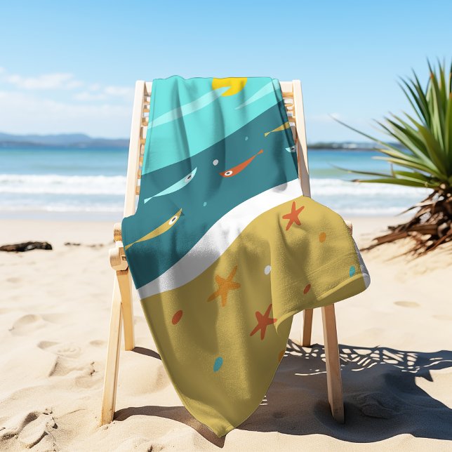 Retro Beach Sommer Mitte Jahrhundert Moderne Strandtuch (Von Creator hochgeladen)