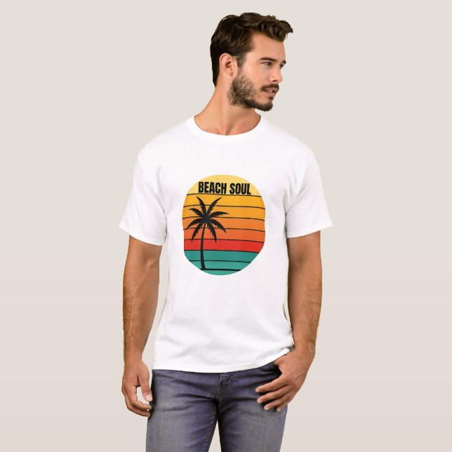 Retro Beach Soul Sunset Art T - Shirt (Vorne ganz)