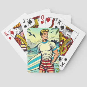 Retro Beach Surf Comicen Spielkarten