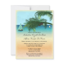 Retro Beach Szene formale Hochzeitseinladung