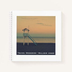 Retro Beach Tower Sunset Personalisiert Reisen Notizbuch