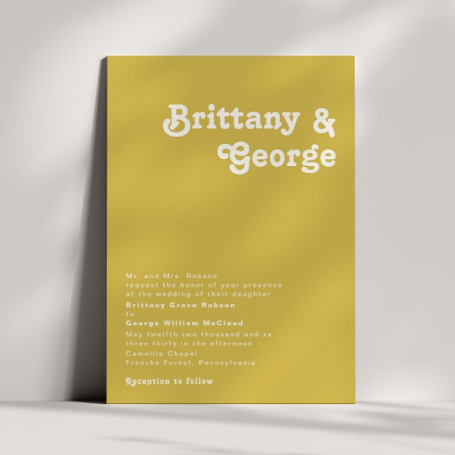 Retro Beach | Traditionelle Hochzeit mit Gold Einladung (Von Creator hochgeladen)