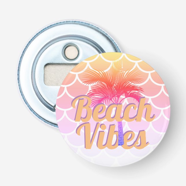 Retro Beach Vibes Palm Tree Orange Scales Pool Flaschenöffner (Vorderseite)