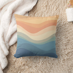 Retro Beach Waves Throw Kissen