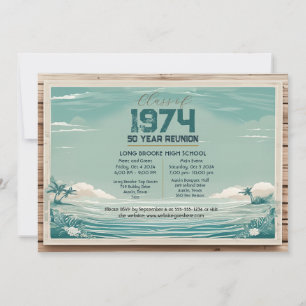 Retro Beach Wood 1974 50 Jahre High School Wieders Einladung