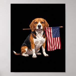 Retro Beagle Amerikanische Flagge Patriotischer Hu Poster