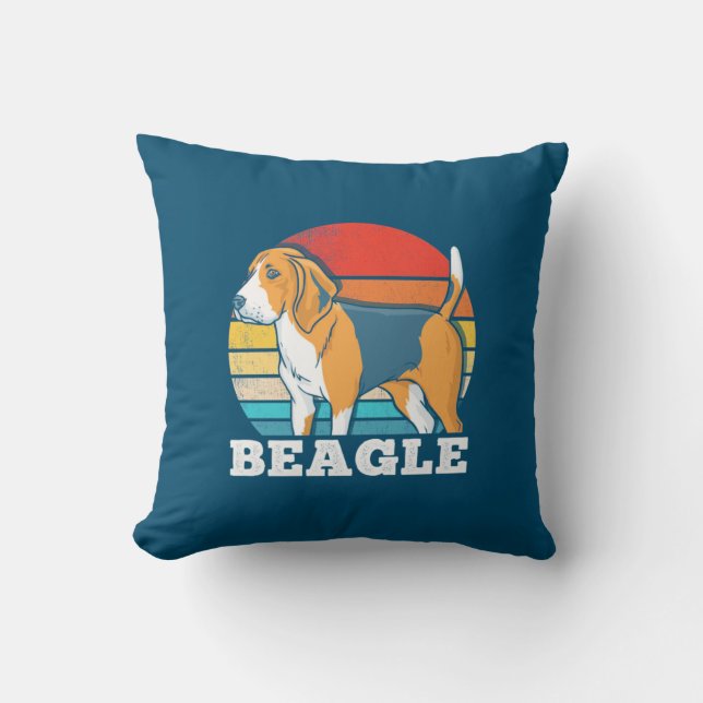 Retro Beagle Hund Kissen (Vorderseite)