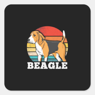 Retro Beagle Hund Quadratischer Aufkleber
