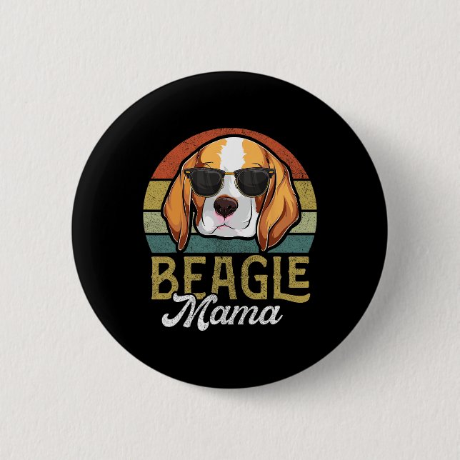 Retro Beagle Mama Shirt Women Button (Vorderseite)