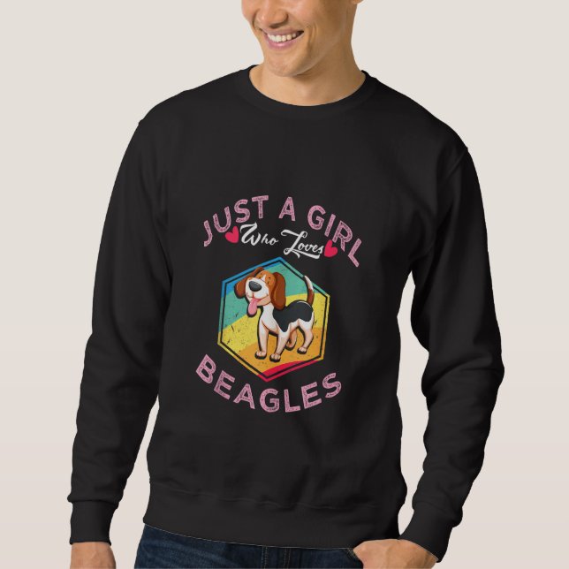 Retro Beagle Shirt Nur ein Mädchen, das Beagle Lie (Vorderseite)