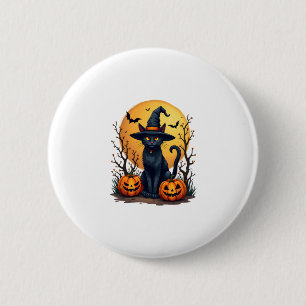 Retro Beängstigend Halloween Kostüm Schwarze Katze Button