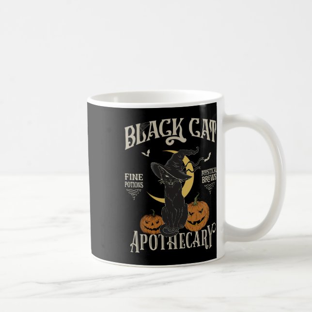 Retro Beängstigend Halloween Kostüm Schwarze Katze Kaffeetasse (Rechts)