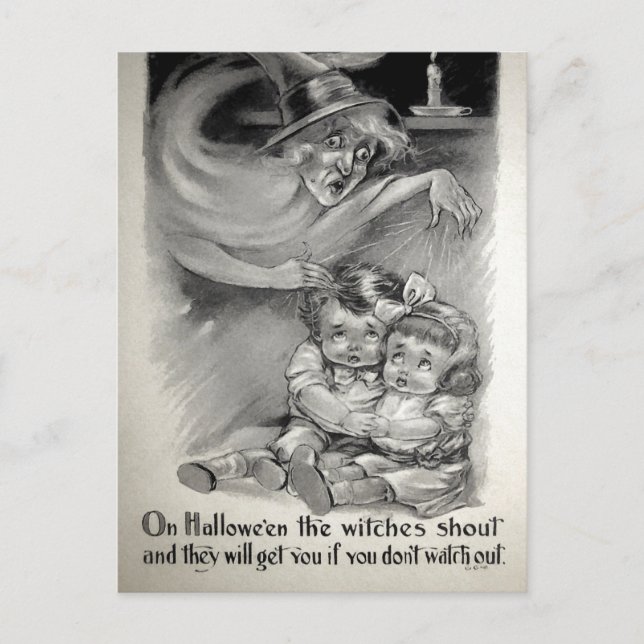Retro Beängstigend Hexenkarte Postkarte (Vorderseite)
