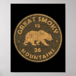 Retro Bear Great Smoky Mountains Nationalpark Herr Poster