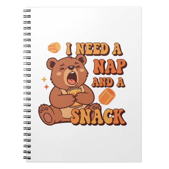 Retro Bear Nap First Lined Notebook Notizblock (Vorderseite)