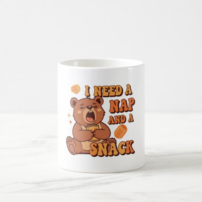 Retro Bear Snack First White Mug Kaffeetasse (Mittel)