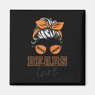 Retro Bears Girl Messy Bun Sports Fan Team Spirit Magnet