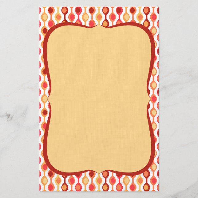 Retro Beat Muster Gelb Orange Briefpapier (Vorderseite)
