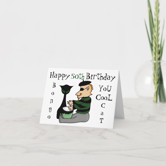 Retro Beatnik Bongo Custom Age Birthday Card Karte (Vorderseite)