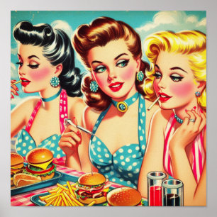 Retro Beauties Button Up Poster