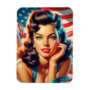Retro Beautiful American Girl Magnet