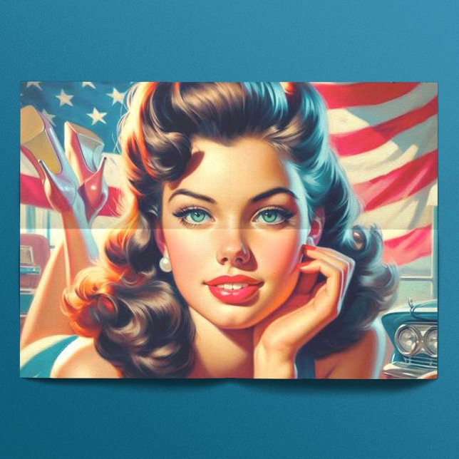 Retro Beautiful American Girl Seidenpapier (Von Creator hochgeladen)