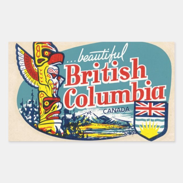 Retro Beautiful British Columbia Canada Sticker (Vorderseite)