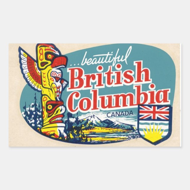 Retro Beautiful British Columbia Canada Sticker (Vorderseite)