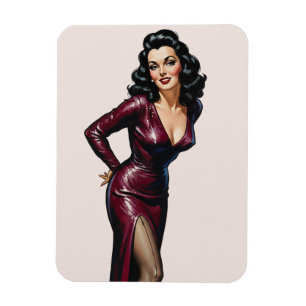 Retro Beautiful Brünett Old Hollywood Glamour Art Magnet