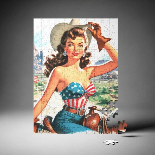 Retro Beautiful Cowgirl Button Up Puzzle (Von Creator hochgeladen)