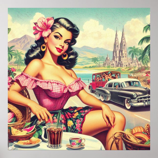 Retro Beauty Hispanic Girl Poster (Vorne)