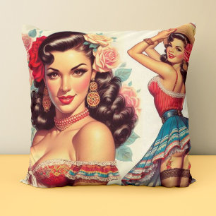 Retro Beauty Mexican Woman Kissen