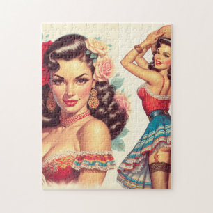 Retro Beauty Mexican Woman Puzzle