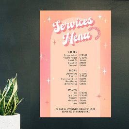 Retro Beauty Salon Peach & Pink Preisliste Poster