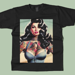 Retro Beauty Tattooot Button hoch T-Shirt