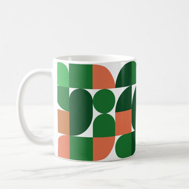 Retro-Becher Pop-Geometrie – Farbige Mitte des Jah Kaffeetasse (Links)
