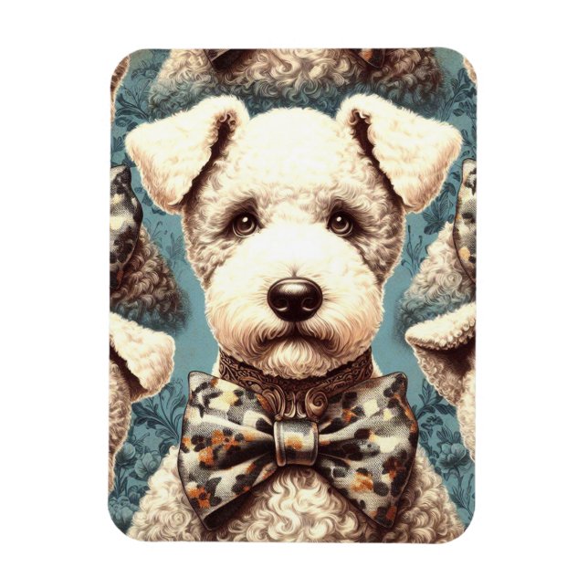 Retro Bedlington Terrier Illustration Magnet (Vertikal)