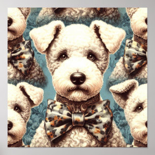Retro Bedlington Terrier Illustration Poster