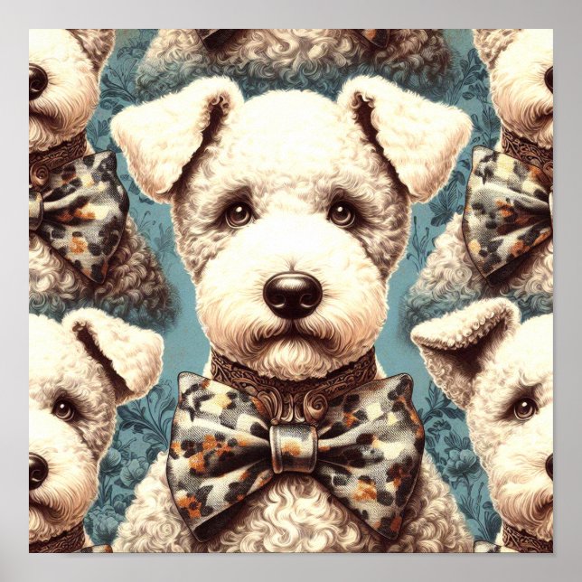 Retro Bedlington Terrier Illustration Poster (Vorne)