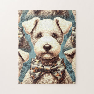 Retro Bedlington Terrier Illustration Puzzle