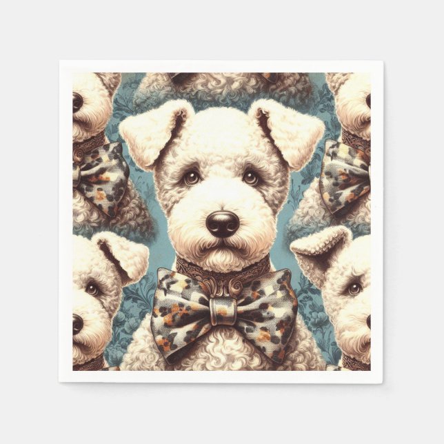 Retro Bedlington Terrier Illustration Serviette (Vorderseite)