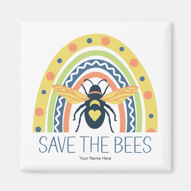 Retro Beekeeper Apiary Bio Honey Bee Rainbow Magnet (Vorne)