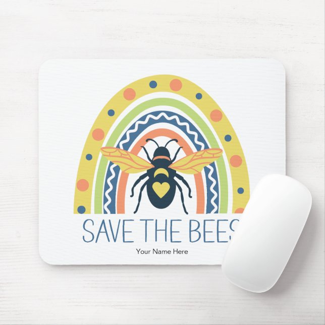 Retro Beekeeper Apiary Bio Honey Bee Rainbow Mousepad (Mit Mouse)